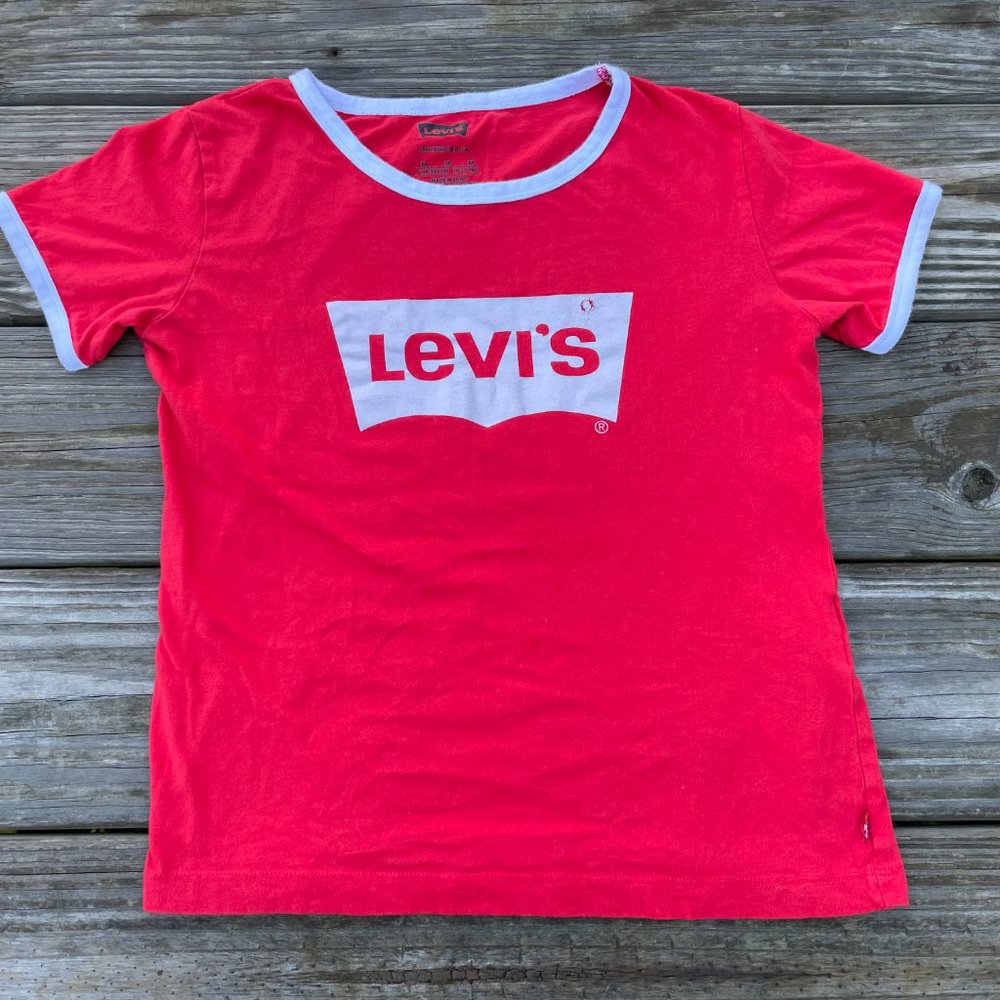 Levis Kids Shirt Red Round Neck Tee Size M (10-12 years ) (140-152cm) - Picture 2 of 8